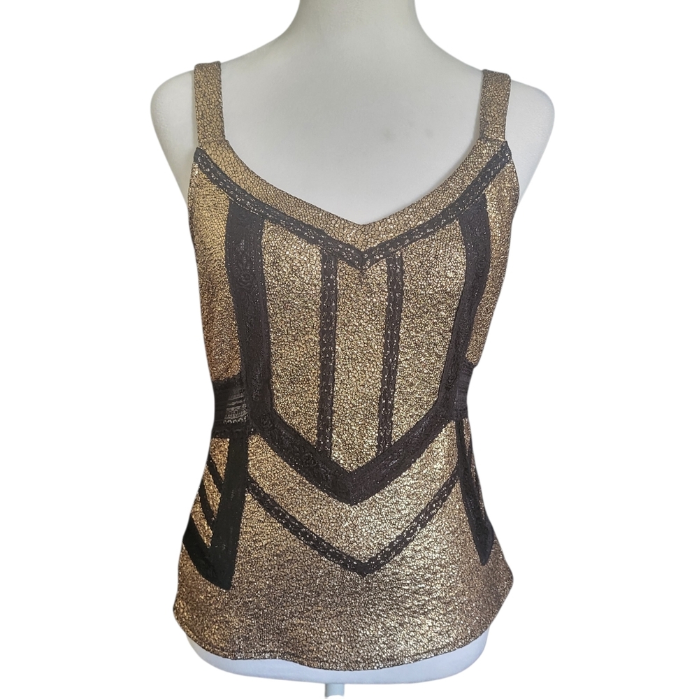 BKE Boutique Tank Gold/Black sz XS